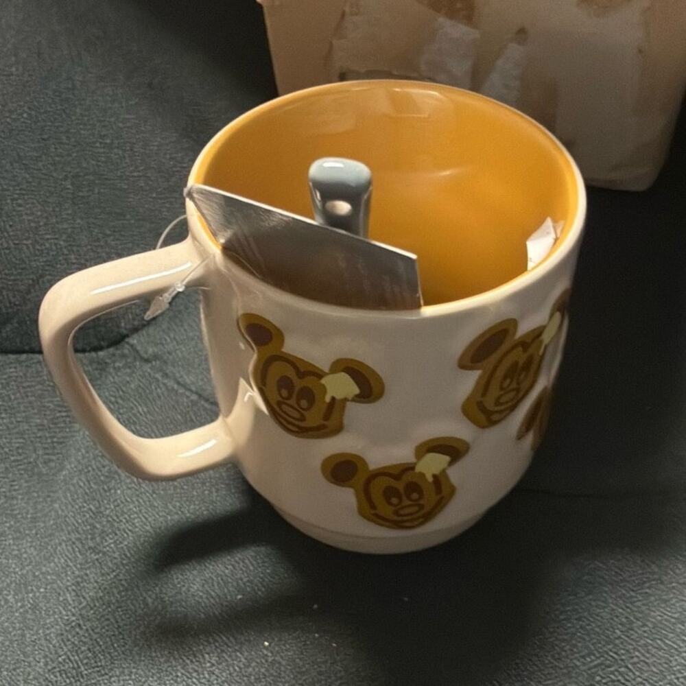 Disney AOP Mickey Buttery Waffles Ceramic Mug with Spoon - Picture 2 of 5